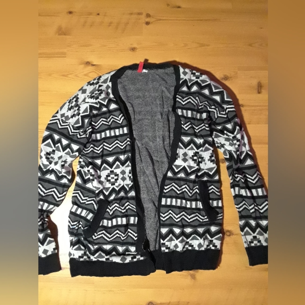 Black and white tribal cardigan